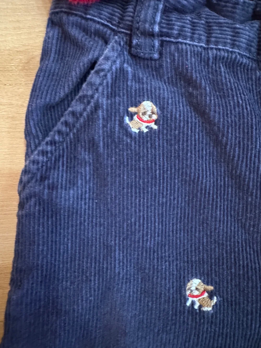 Gymboree Red Knit Dog Vest with Navy Embroidered Jeans | 2T